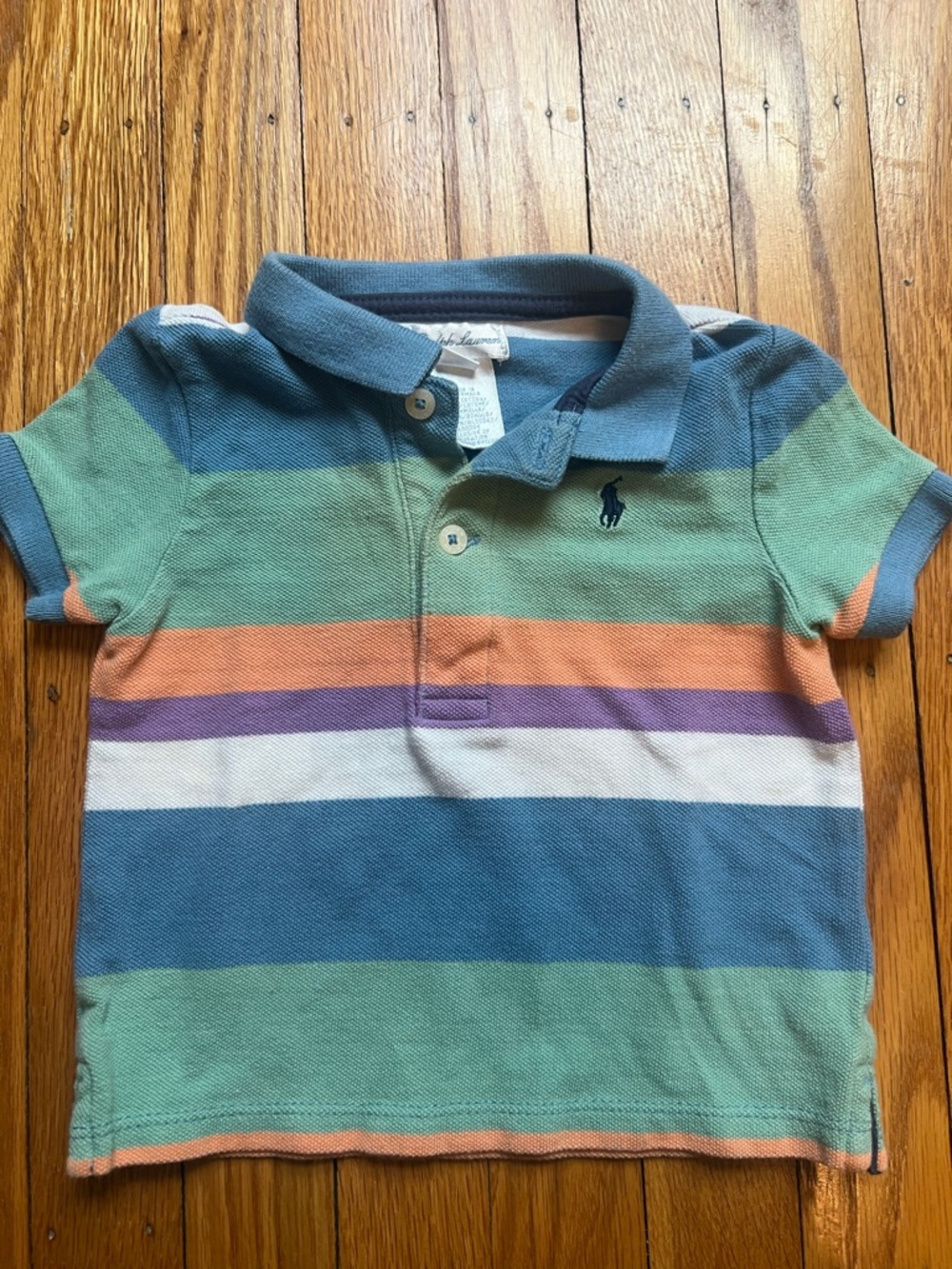 Ralph Lauren Kids Striped Polo Shirt - Blue, Green, Orange & Purple